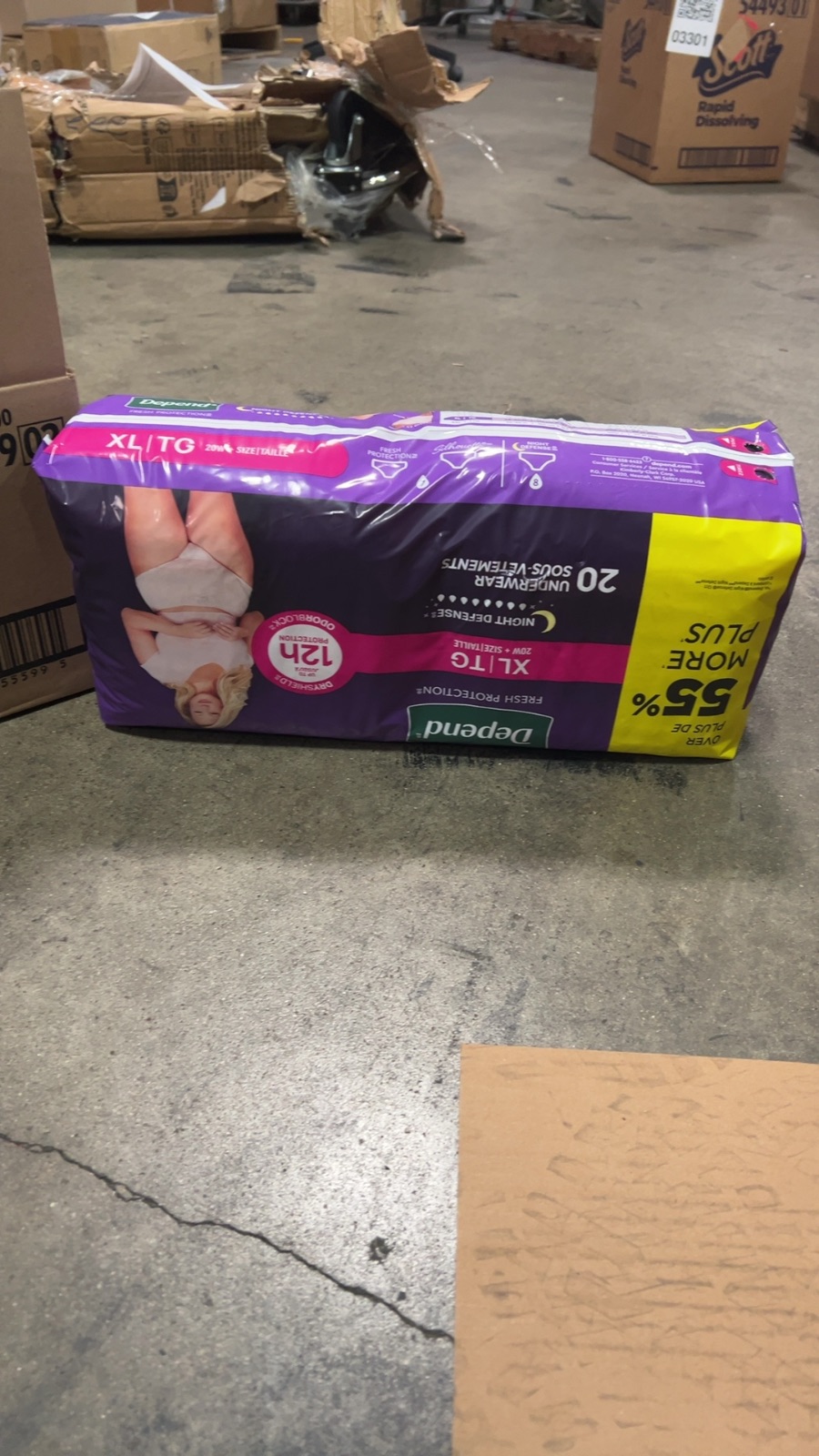 Depend Night Defense Incontinence Underwear for Women XL 20 Count Package detail photo 3