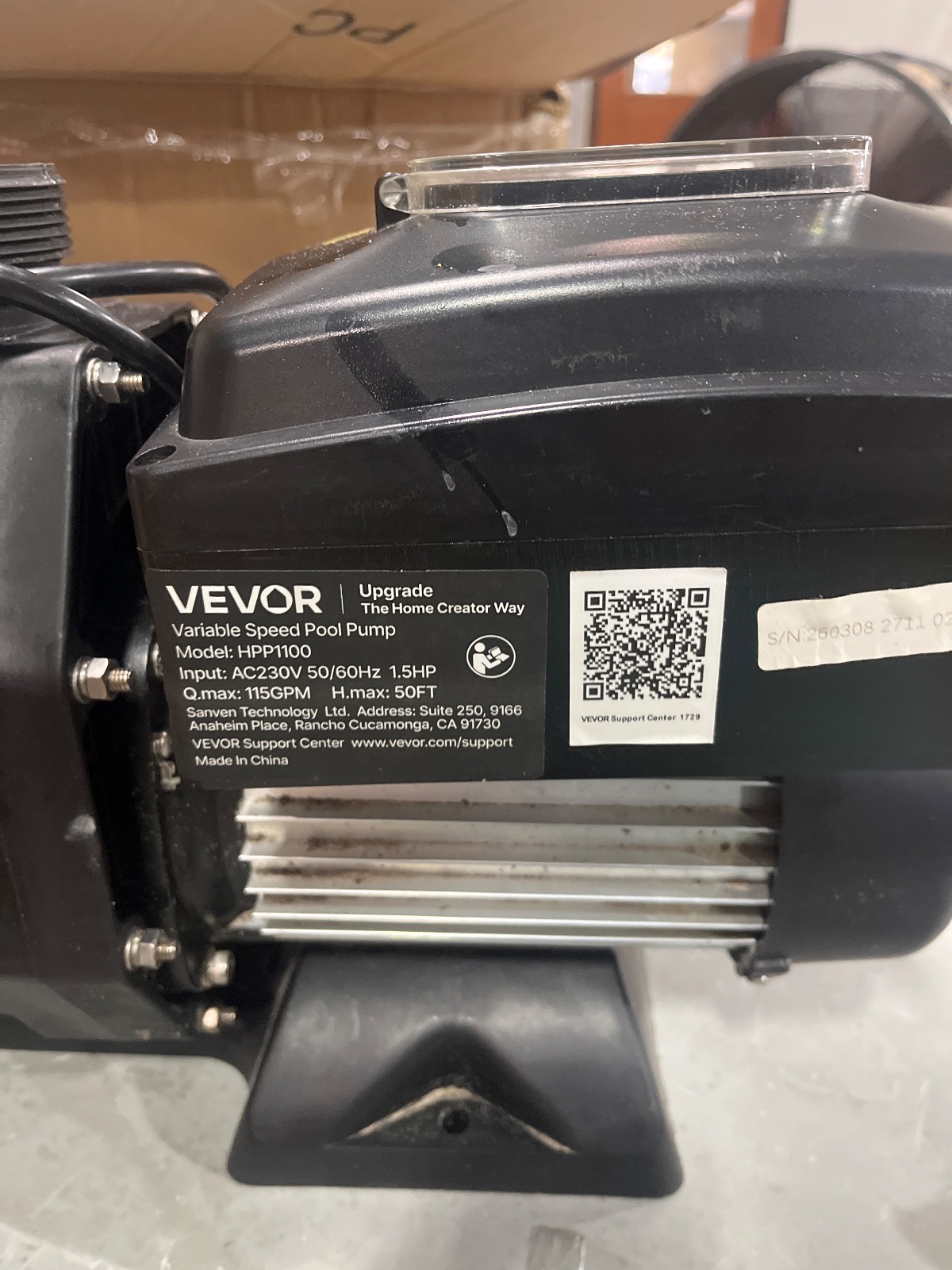 VEVOR 1.5 HP Variable Speed Pool Pump 115GPM Model HPP1100 detail photo 2