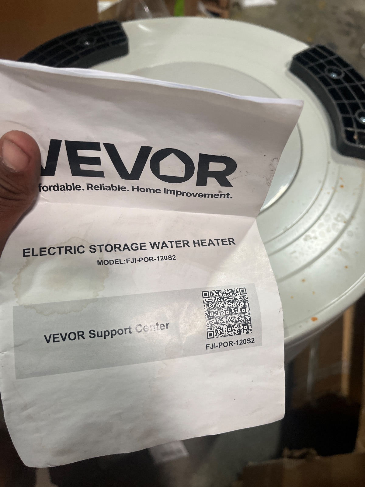 VEVOR 30 Gallon Electric Storage Water Heater Model FJI-POR-120S2 detail photo 3