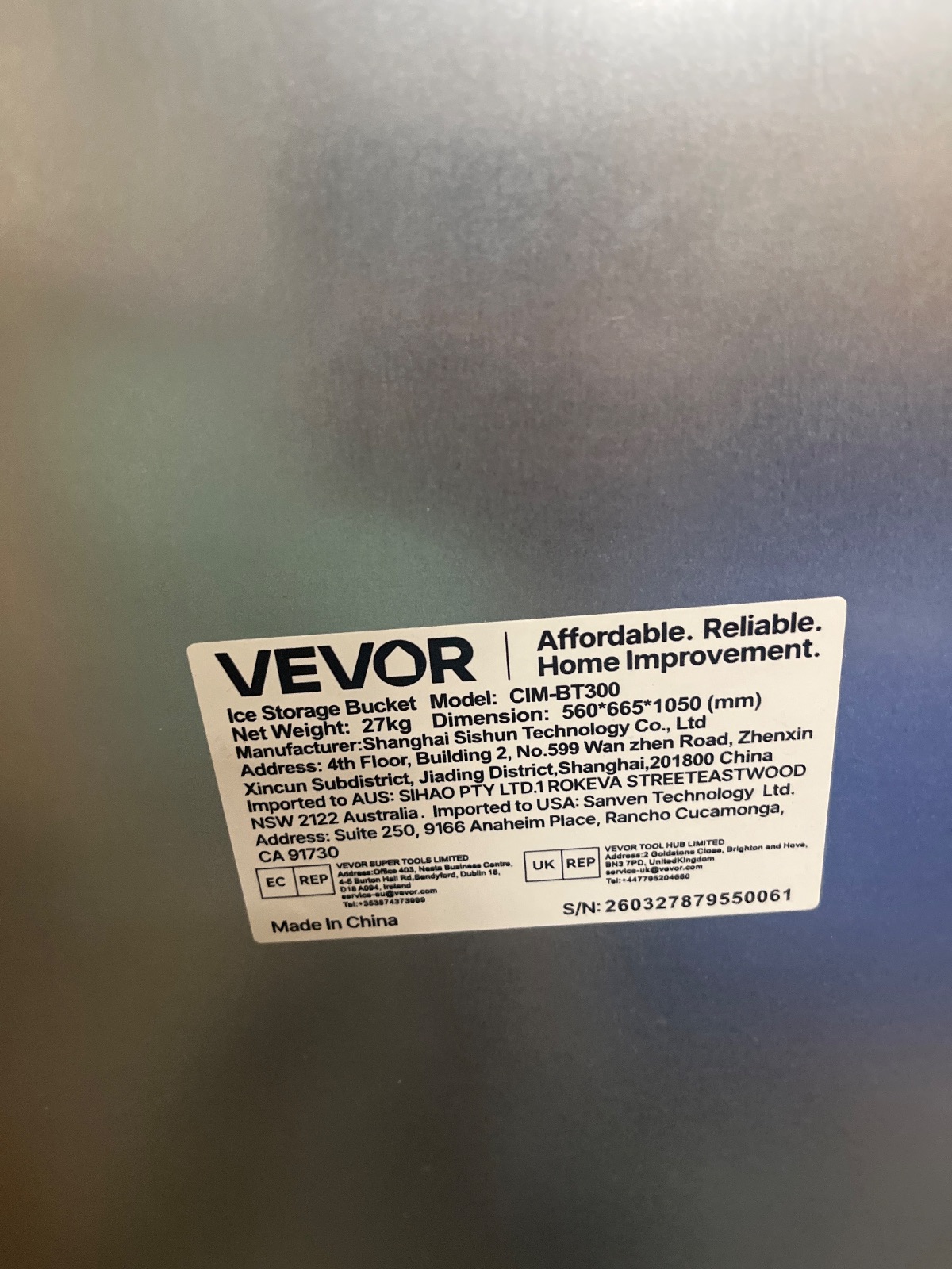 VEVOR Ice Storage Bin 300 lbs Capacity Commercial Ice Chest CIM-BT300 detail photo 3