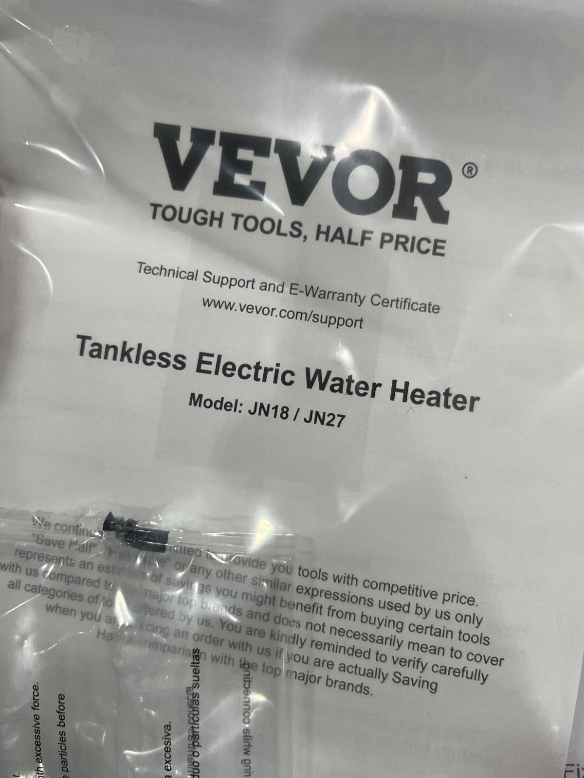 VEVOR Tankless Electric Water Heater JN18 JN27 Unit As Is, Arlington TX liquidation listing — view 1