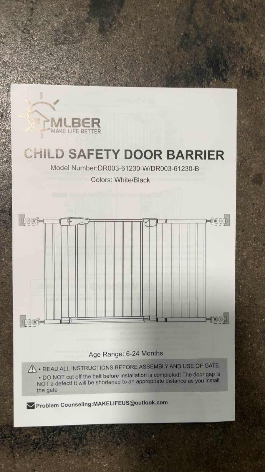 MLBER Child Safety Door Barrier Model DR003-61230-B Black Metal Gate detail photo 2