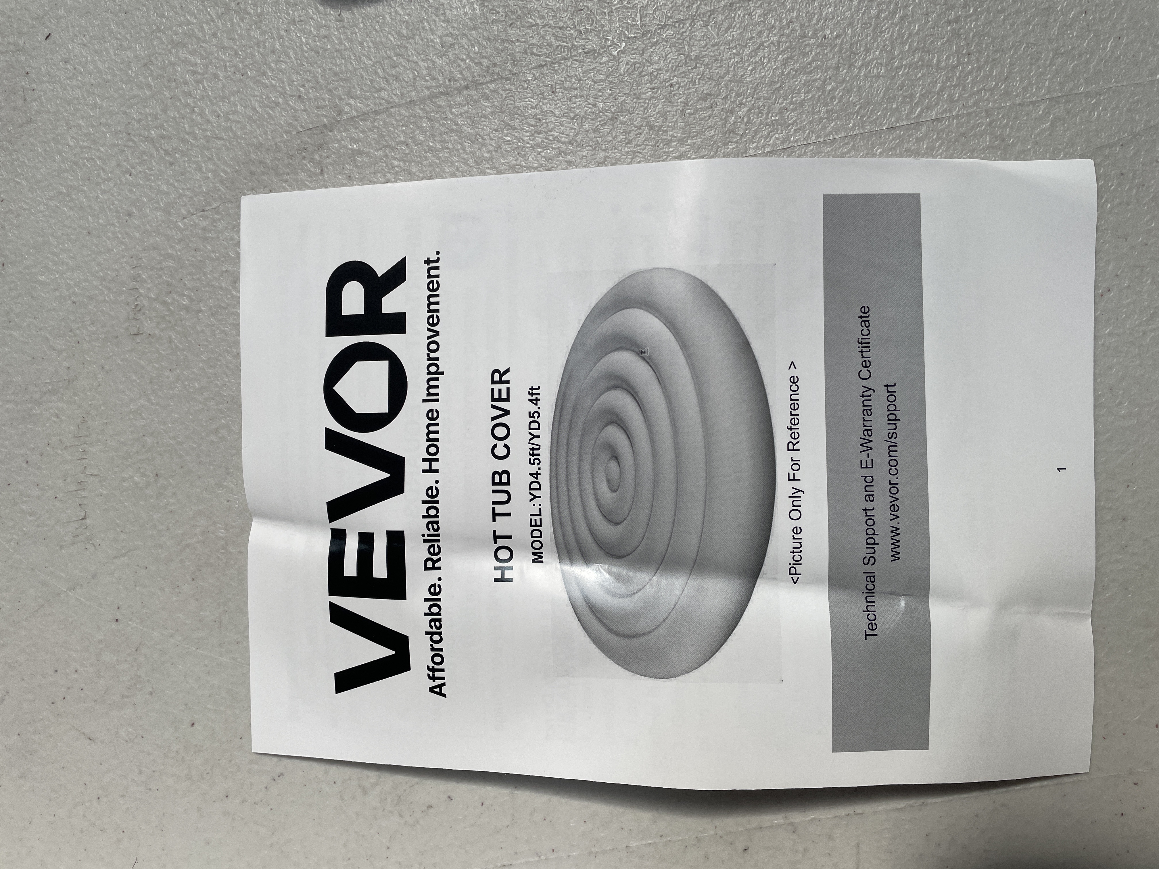VEVOR Inflatable Hot Tub Cover 5.4 Ft Round Insulated Spa Protector White detail photo 3