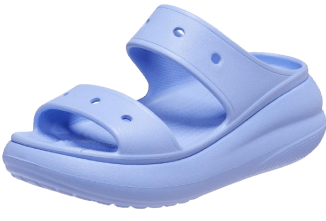 Light blue sandal with double straps and platform sole.