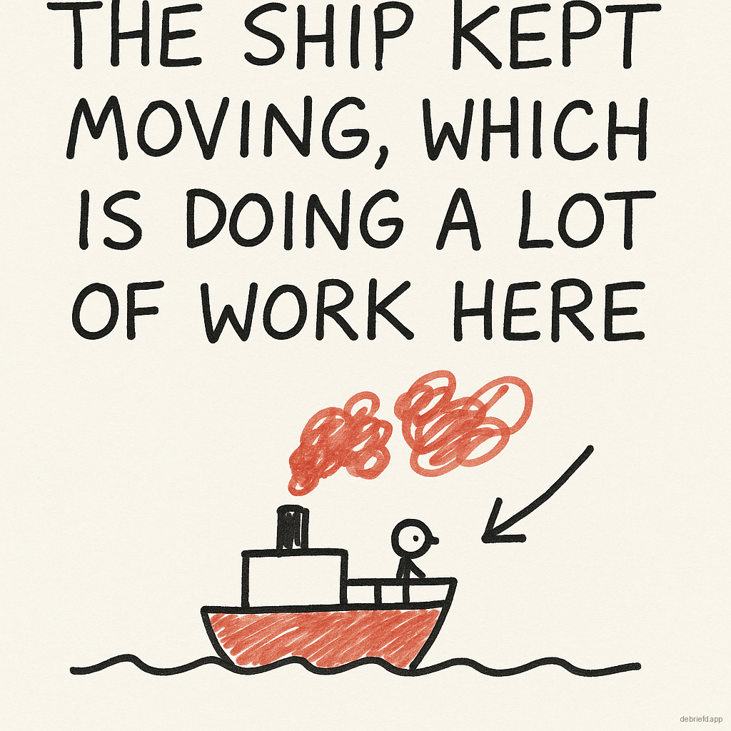 The ship kept moving, which is doing a lot of work here