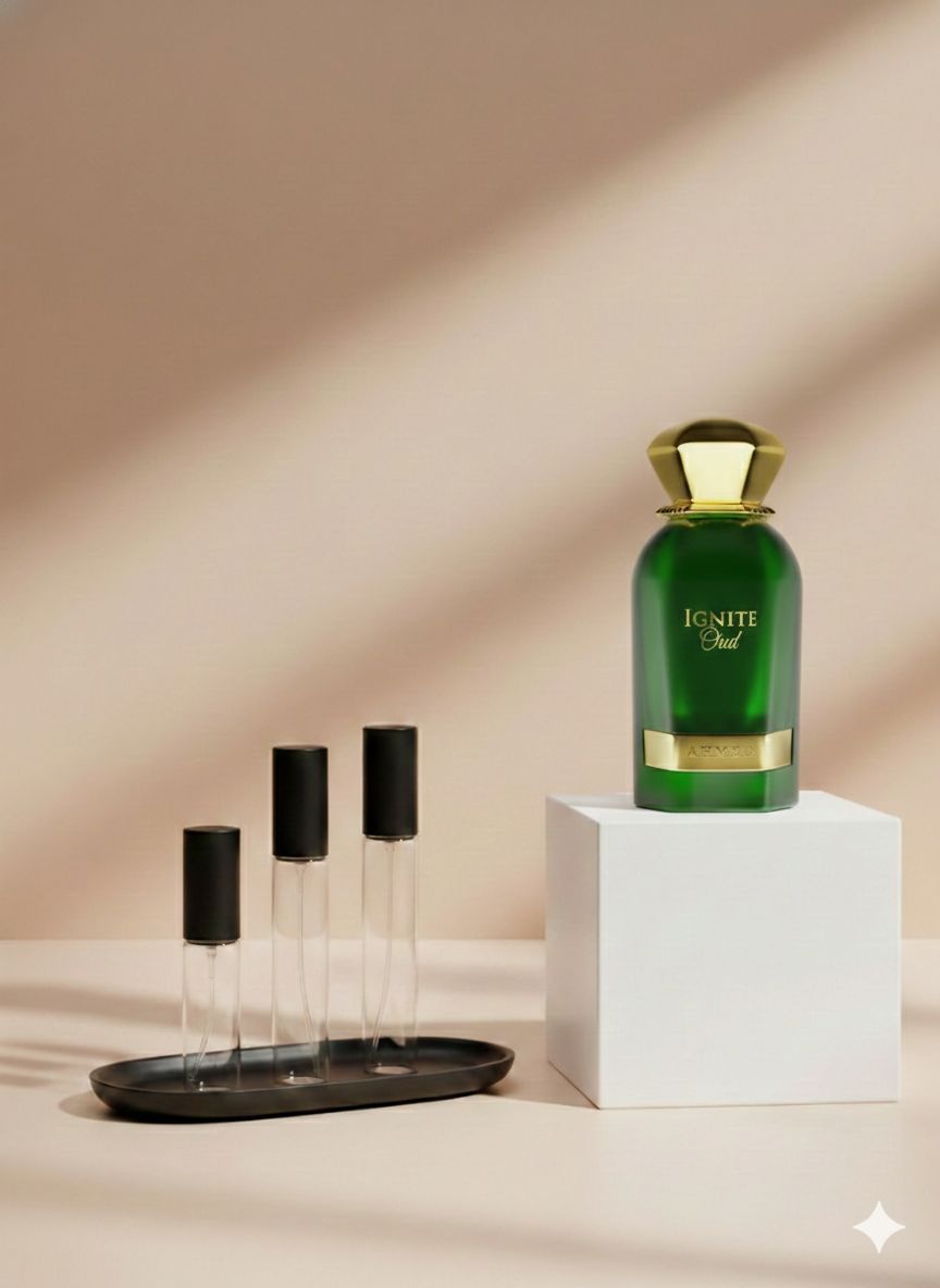 Ahmed Al Maghribi Ignite Oud perfume decant bottle