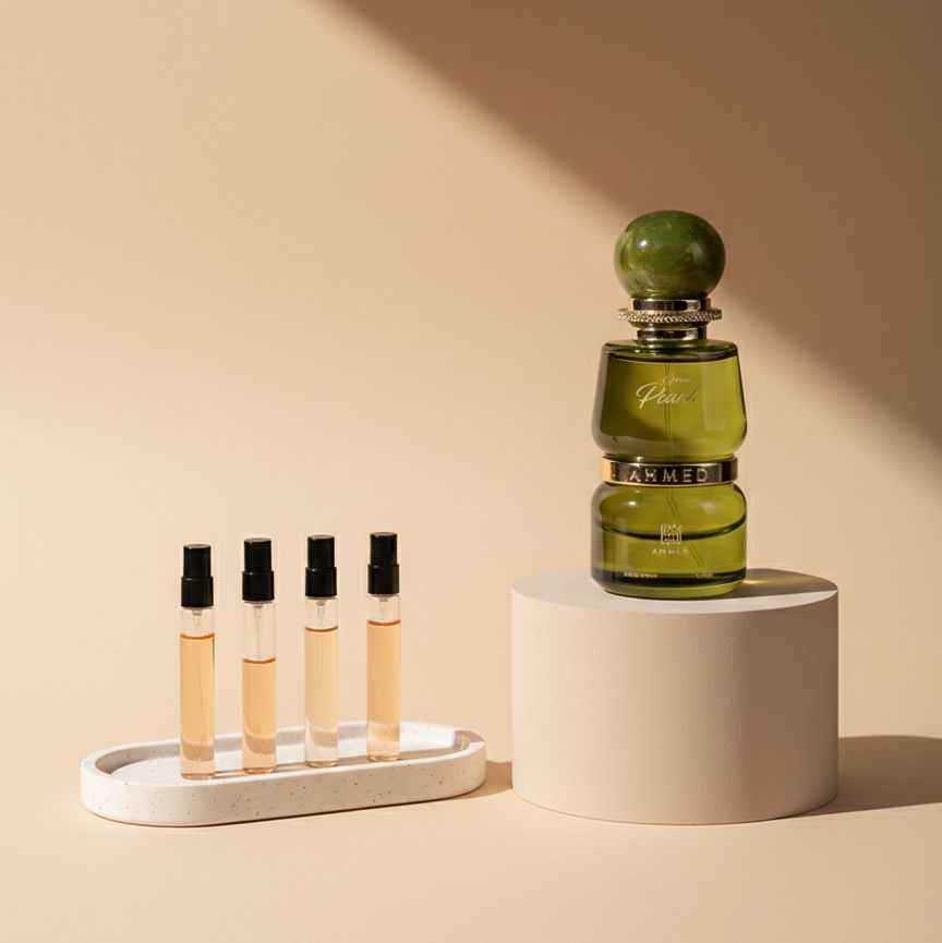 Ahmed Al Maghribi Green Pearl perfume decant bottle