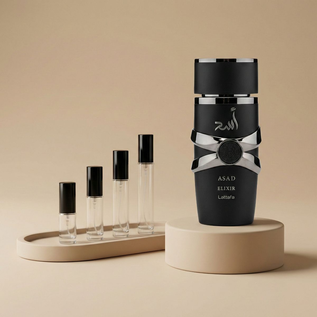 Lattafa Asad Elixer perfume decant bottle