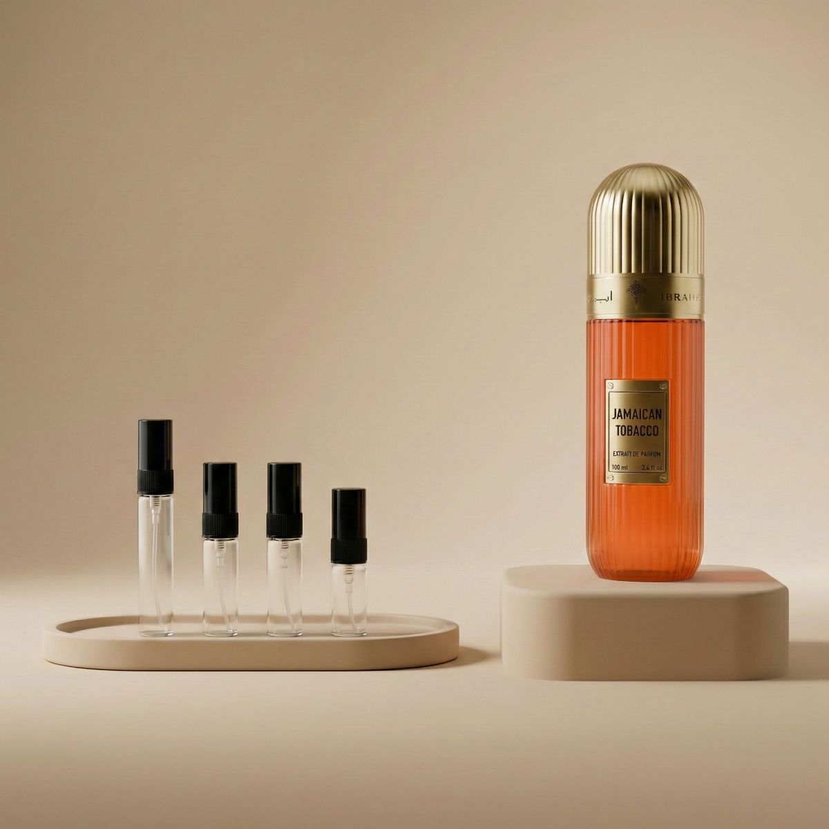 Ibrahim Al Qurashi Jamaican Tobacco perfume decant bottle