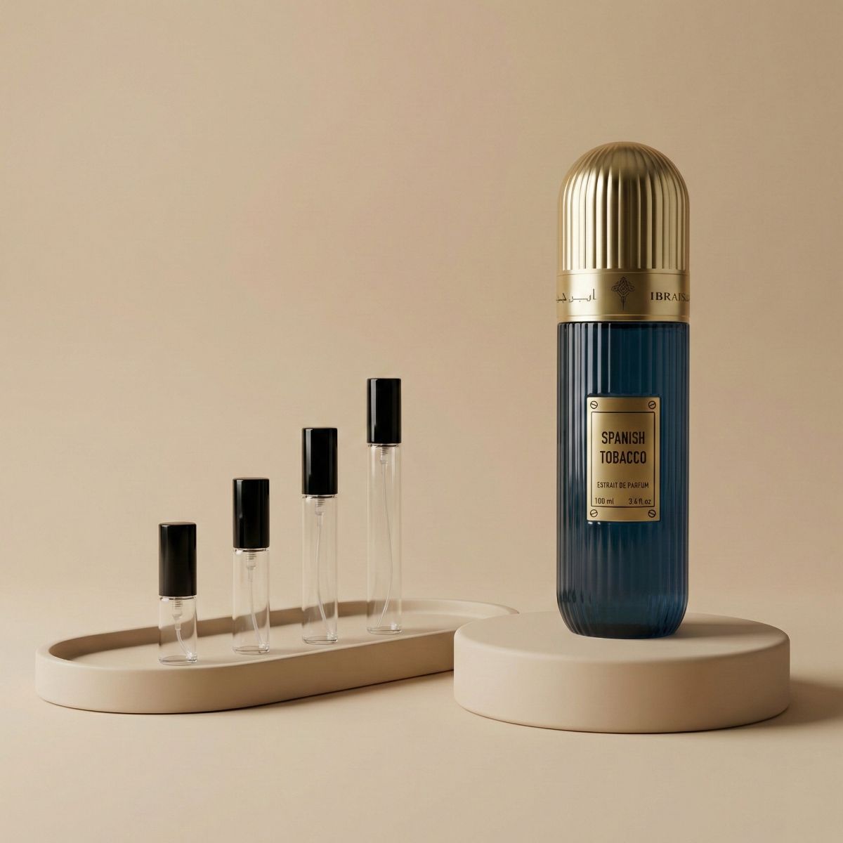 Ibrahim Al Qurashi Spanish Tobacco perfume decant bottle