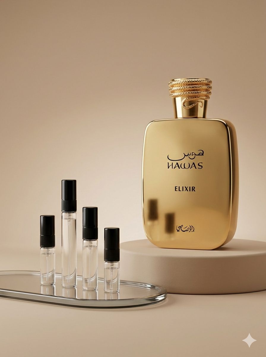 Rasasi Hawas Elixer perfume decant bottle