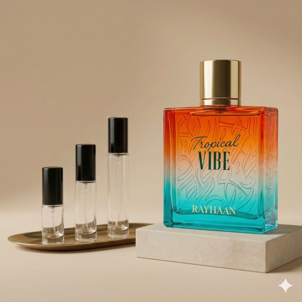 Rayhaan Tropical Vibe perfume decant bottle