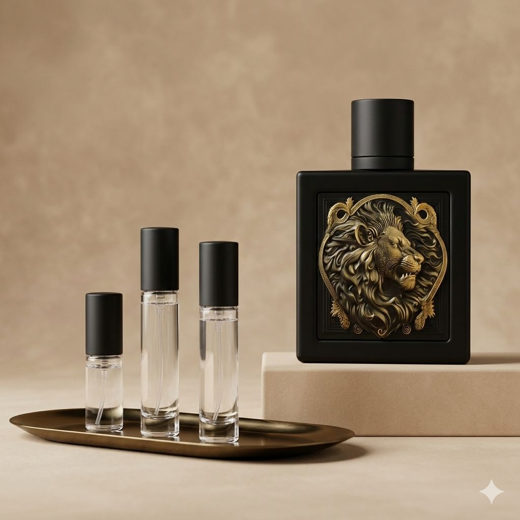 Rayhaan Lion perfume decant bottle