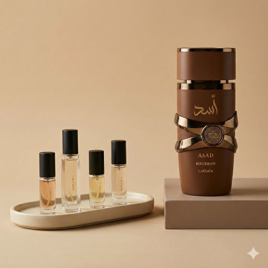 Lattafa Asad Bourbon perfume decant bottle