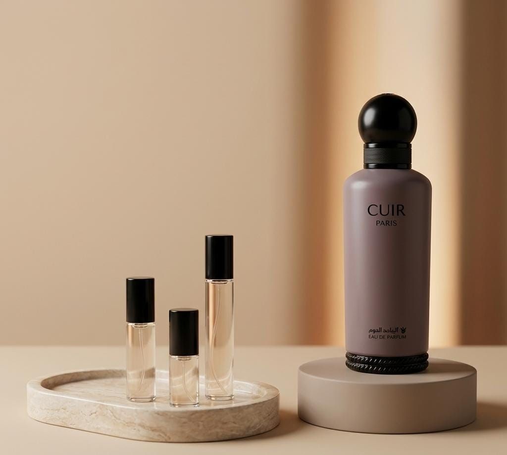 Al Majed Oud Cuir perfume decant bottle
