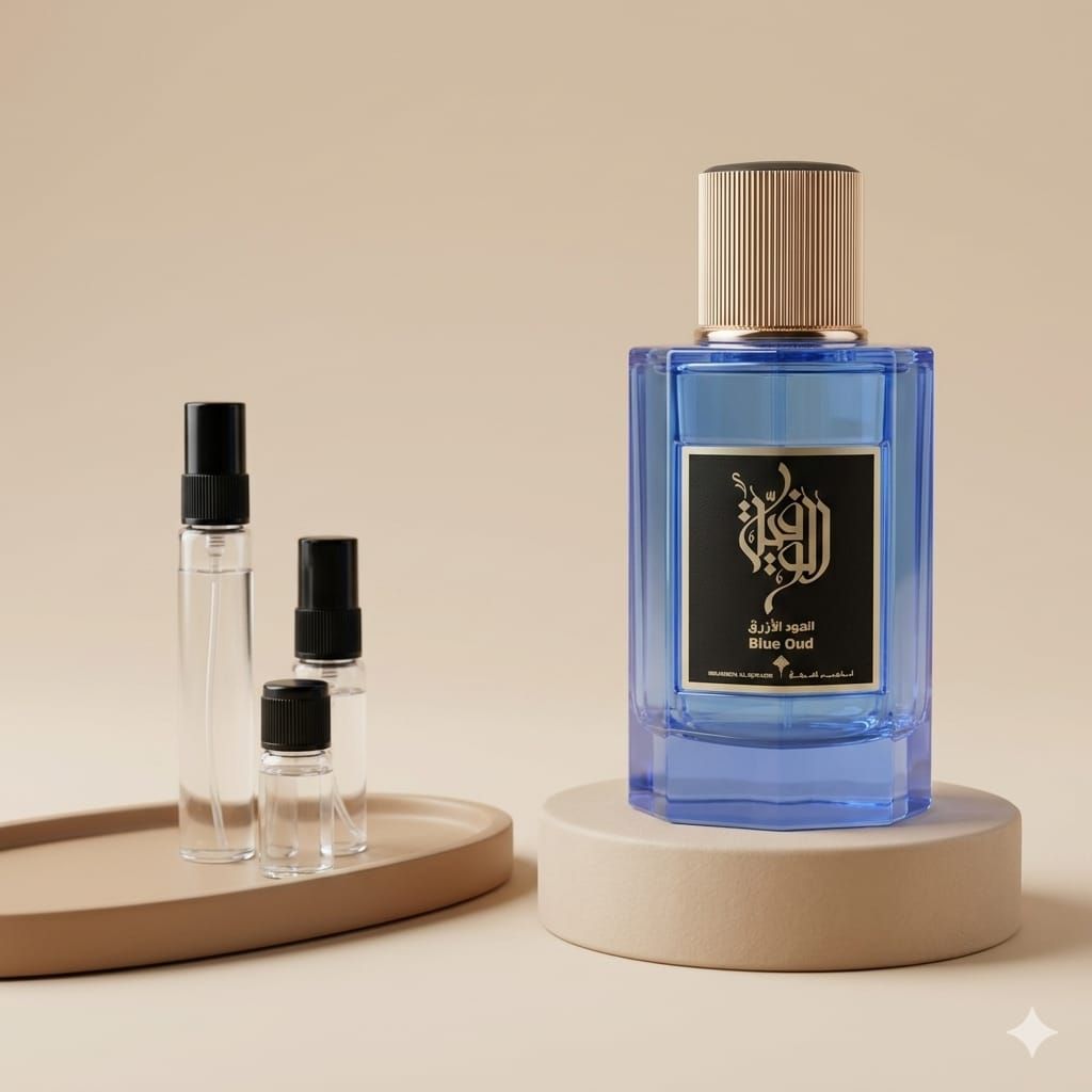 Ibrahim Al Qurashi Blue Oud perfume decant bottle