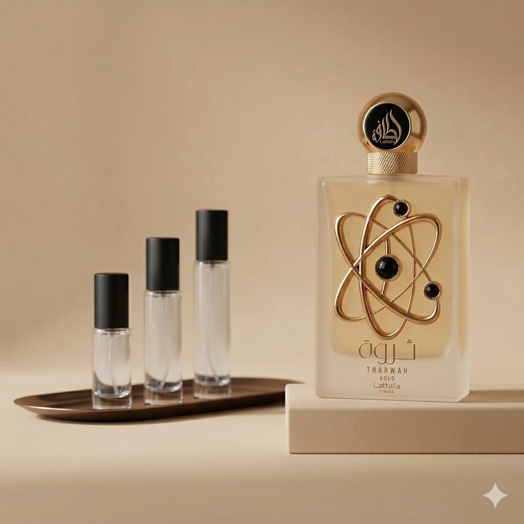 Lattafa Tharwah perfume decant bottle