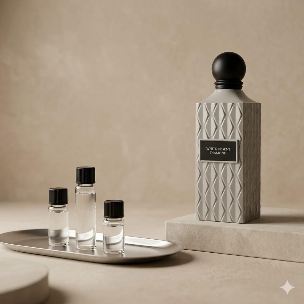 Ibrahim Al Qurashi White Regent Diamond perfume decant bottle