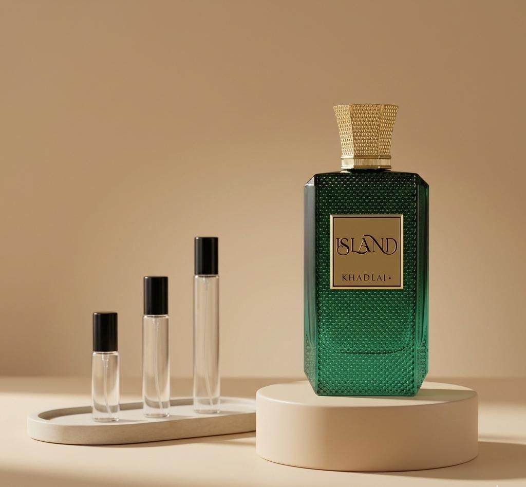Khadlaj Island perfume decant bottle