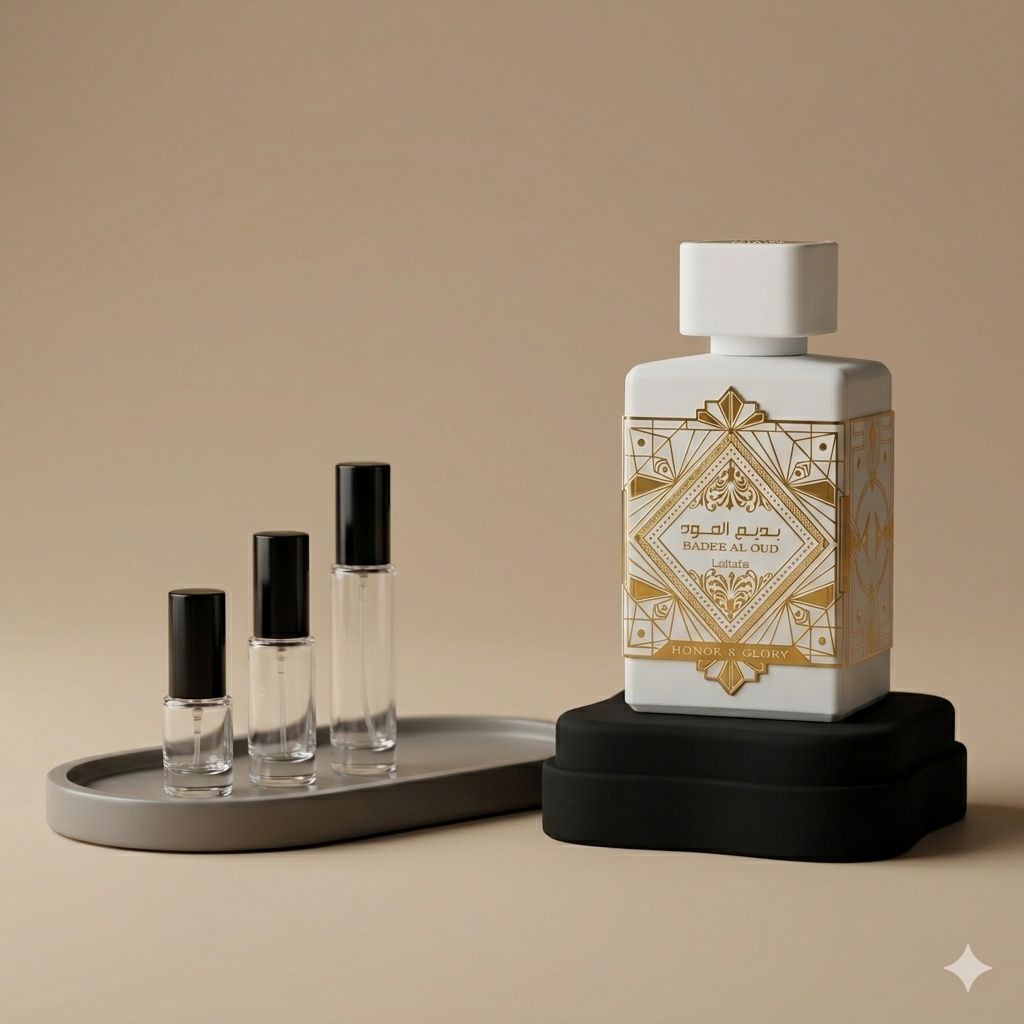 Lattafa Badee Al Oud Honor And Glory perfume decant bottle