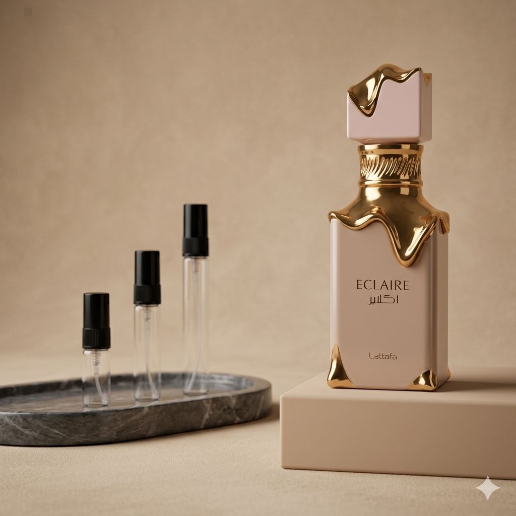 Lattafa Eclaire perfume decant bottle