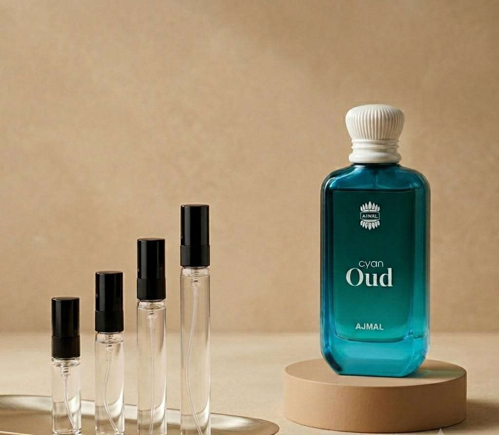 Ajmal Cyan Oud perfume decant bottle
