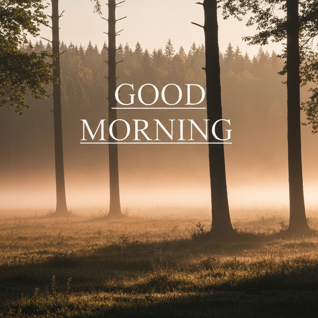A special today good morning image with a misty forest scene.