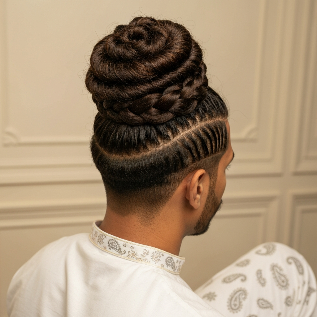 A person with a 'chapri' hairstyle, generated by AI as an example.