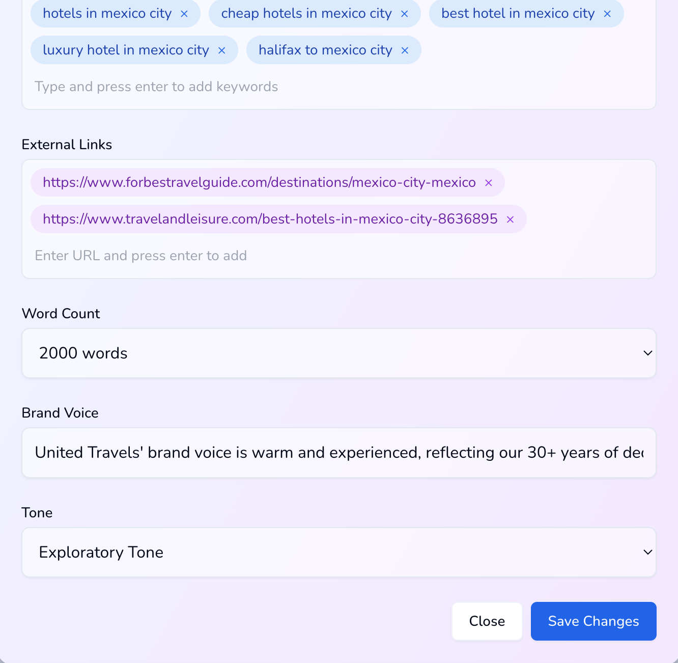 select your article tone