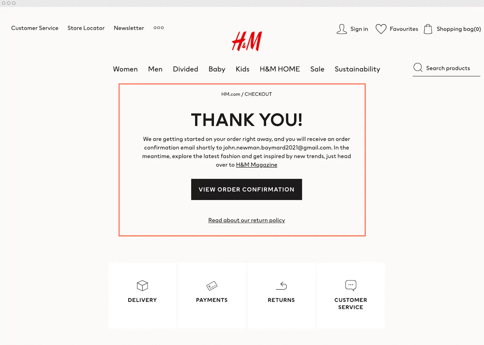 example of a post-submit page redirect