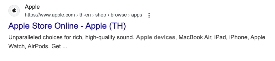 example of hreflang tag on apple thailand