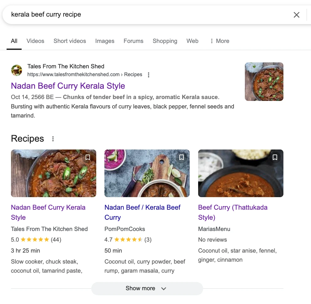 beef curry title examples