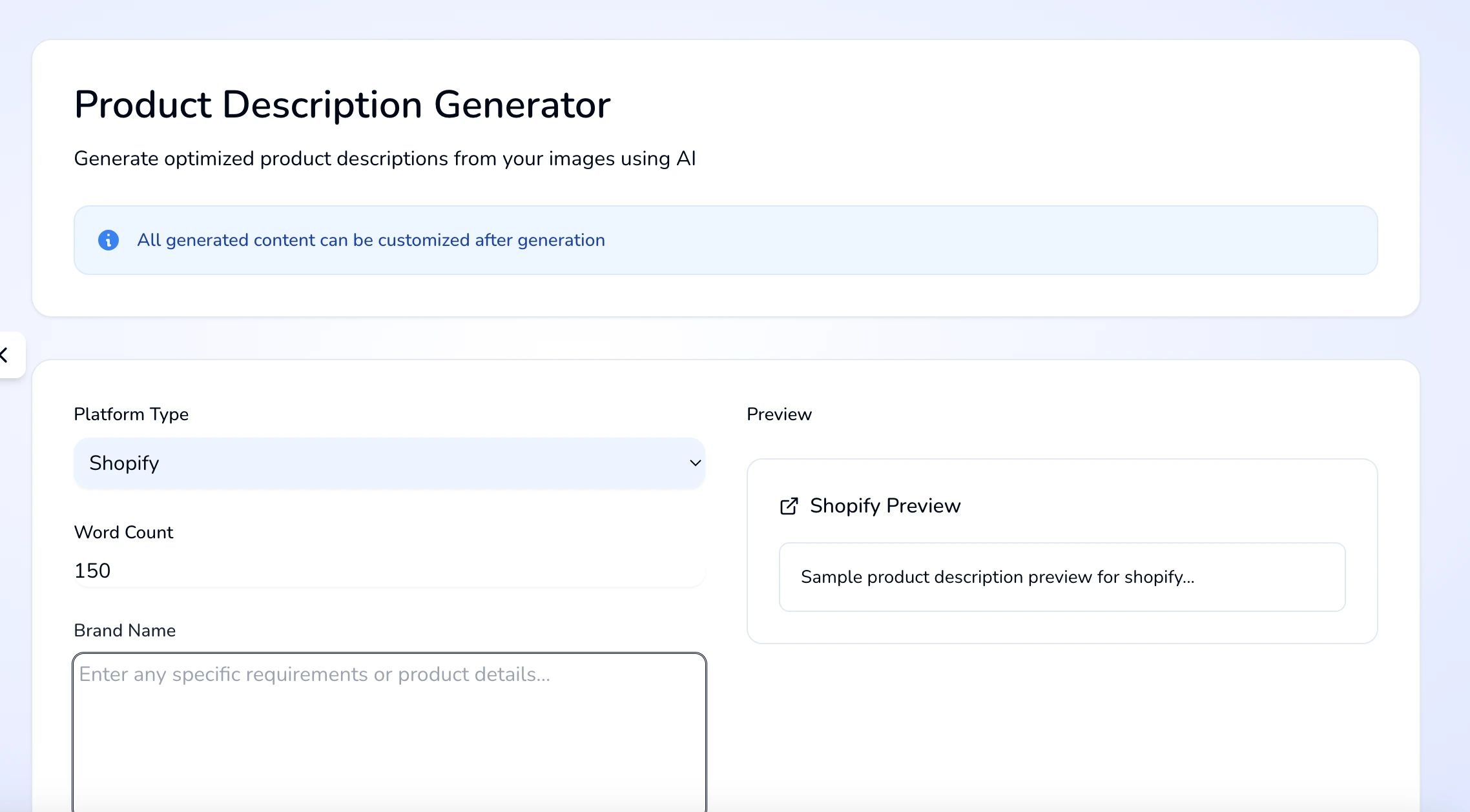 product description generator, bulk generate