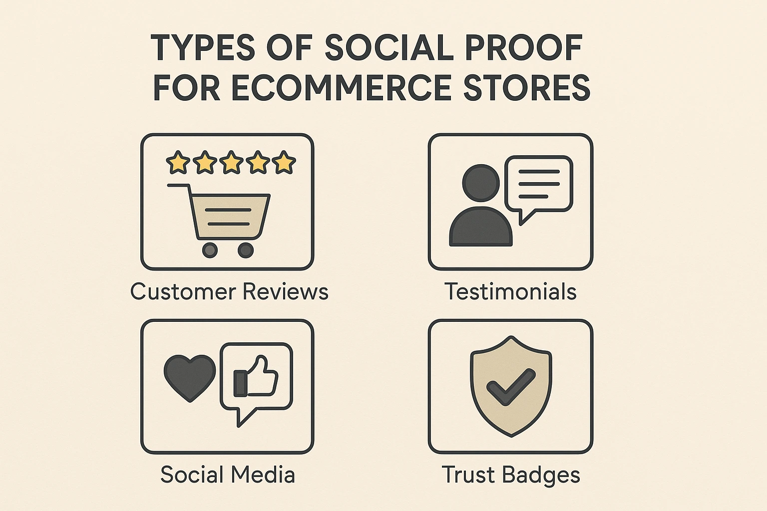 customer reviews, social proof, testimonials, social media, trust badges