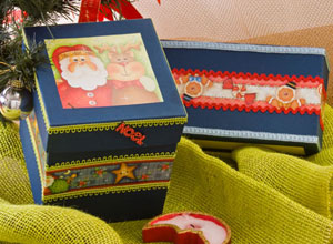 Caixa de Natal com adesivos