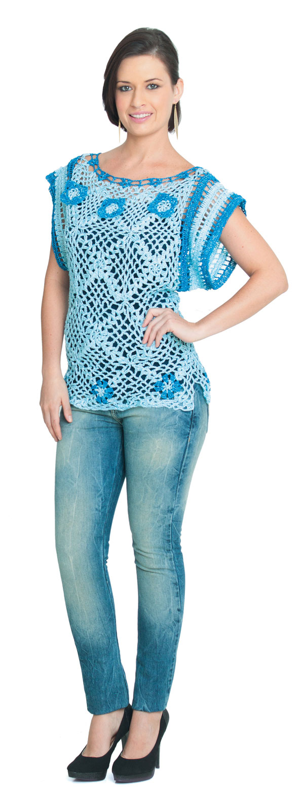 Camiseta de crochê Azul Bebê