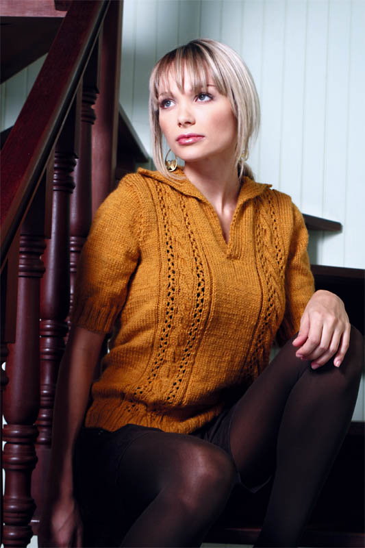 Blusa de tricô com com gola pólo