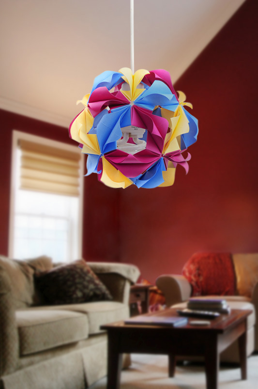 Luminária de origami – Kusudama Arabesque