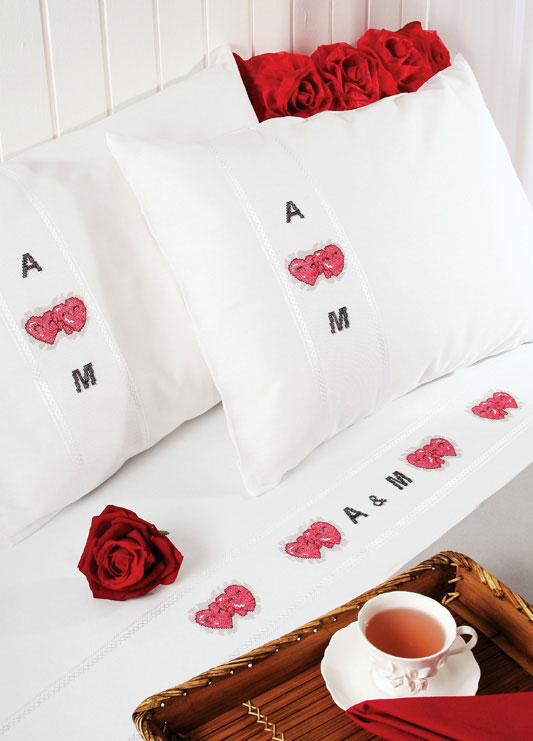 Jogo de cama casal com corações