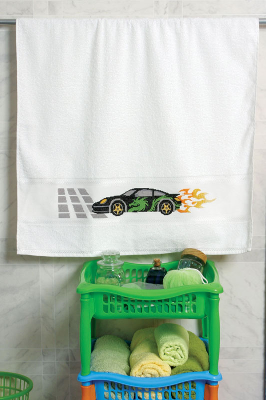Toalha com ponto cruz infantil. Artesanato divertido