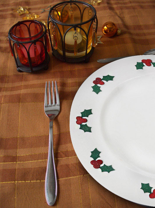 Pratos de Natal com adesivo
