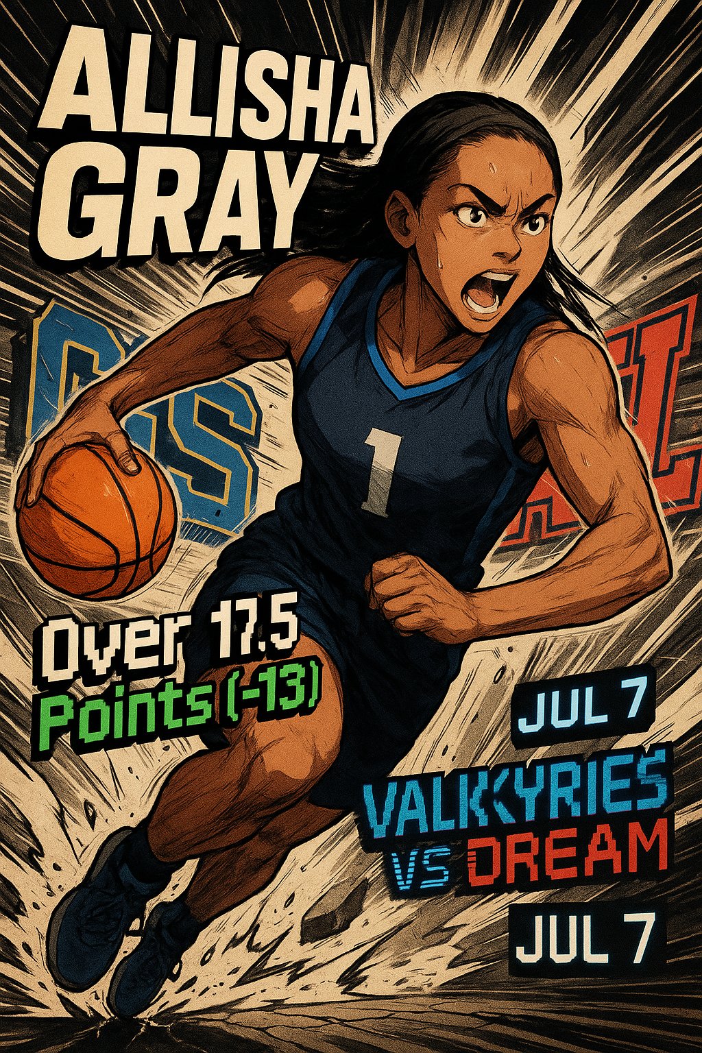 AI-generated detailed analysis visual for Allisha Gray showing key statistics and insights