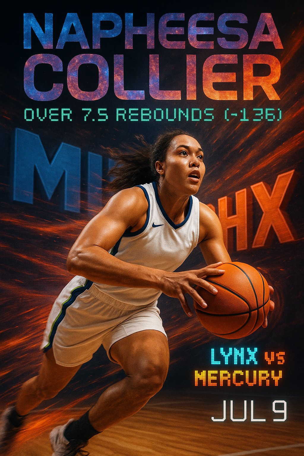 AI-generated detailed analysis visual for Napheesa Collier showing key statistics and insights