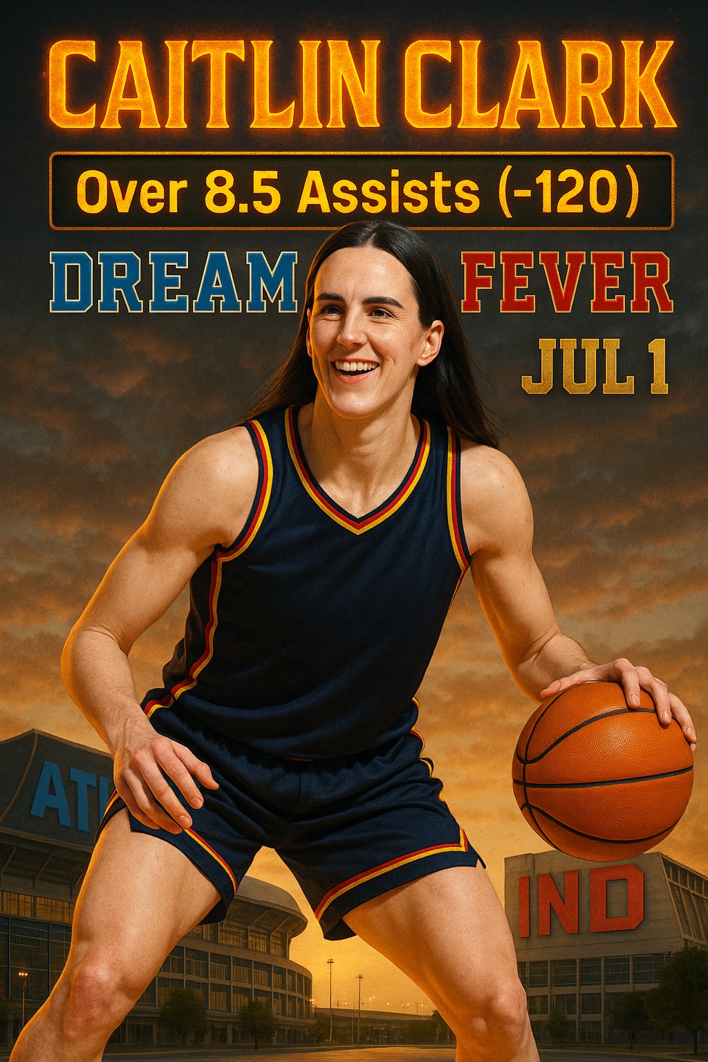 AI-generated detailed analysis visual for Caitlin Clark showing key statistics and insights