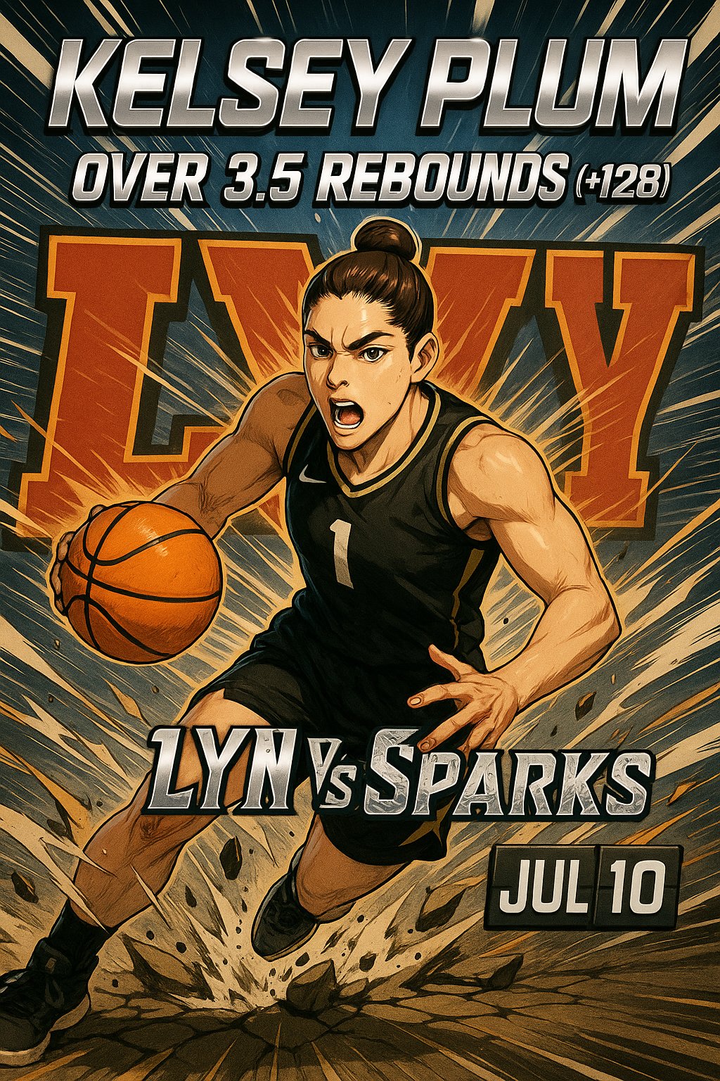 AI-generated detailed analysis visual for Kelsey Plum showing key statistics and insights