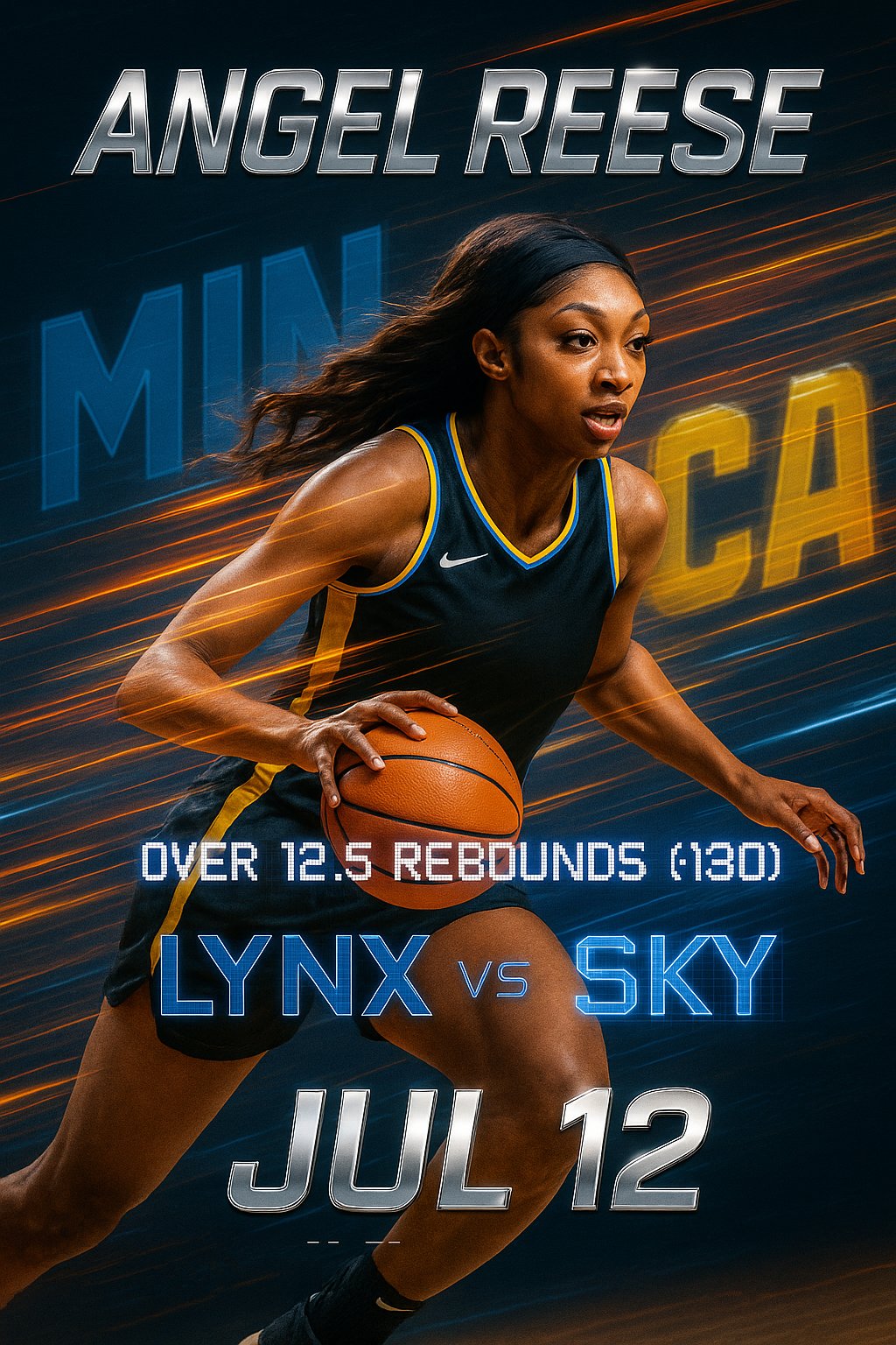 AI-generated detailed analysis visual for Angel Reese showing key statistics and insights