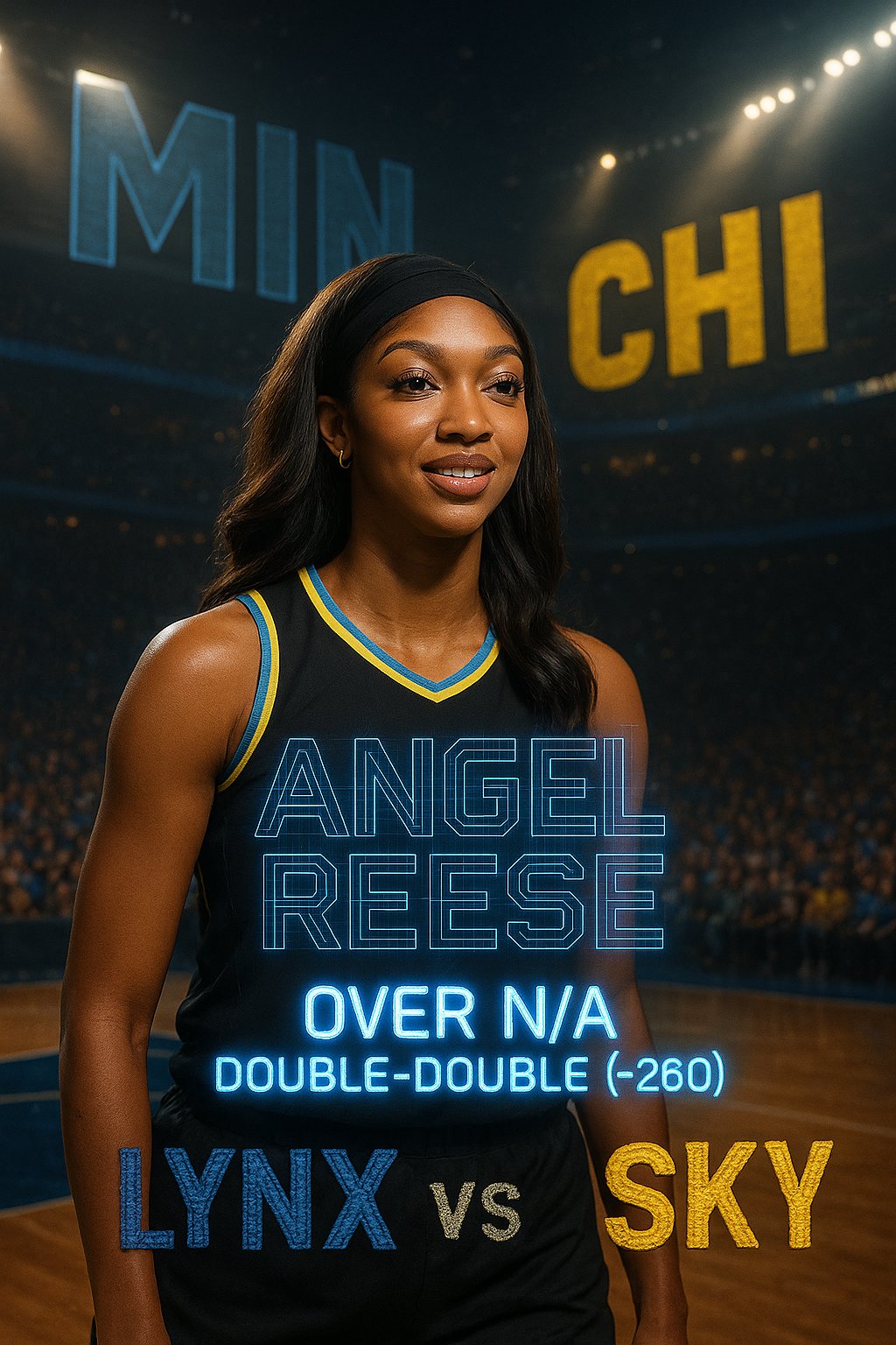 AI-generated detailed analysis visual for Angel Reese showing key statistics and insights