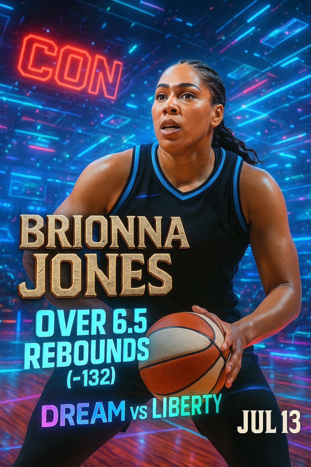 AI-generated detailed analysis visual for Brionna Jones showing key statistics and insights