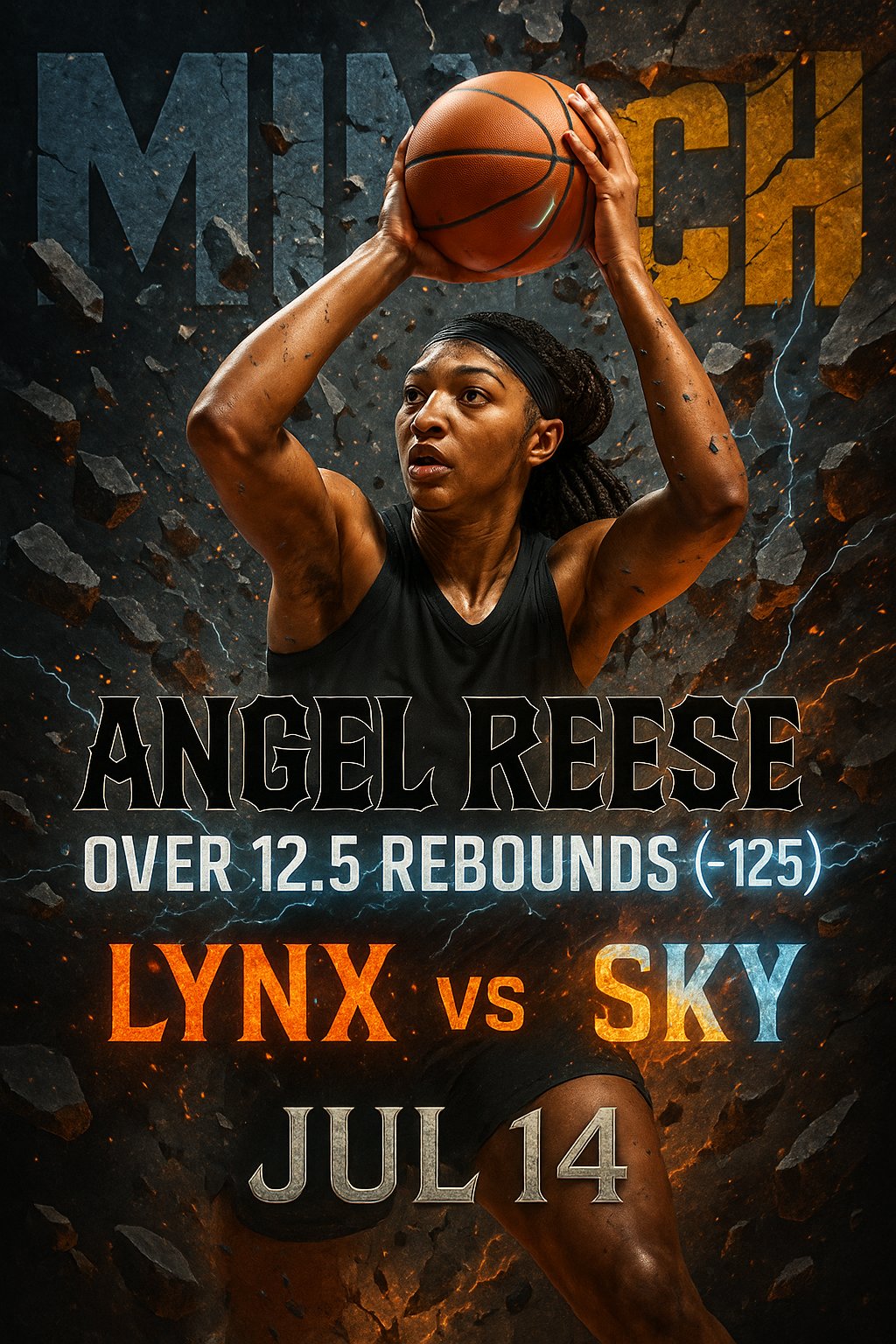 AI-generated detailed analysis visual for Angel Reese showing key statistics and insights