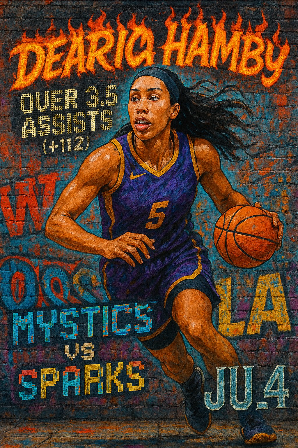 AI-generated detailed analysis visual for Dearica Hamby showing key statistics and insights